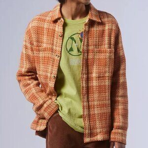 Urban Outfitters Exploded Twill Cotton Plaid Button Work Shacket SZ L